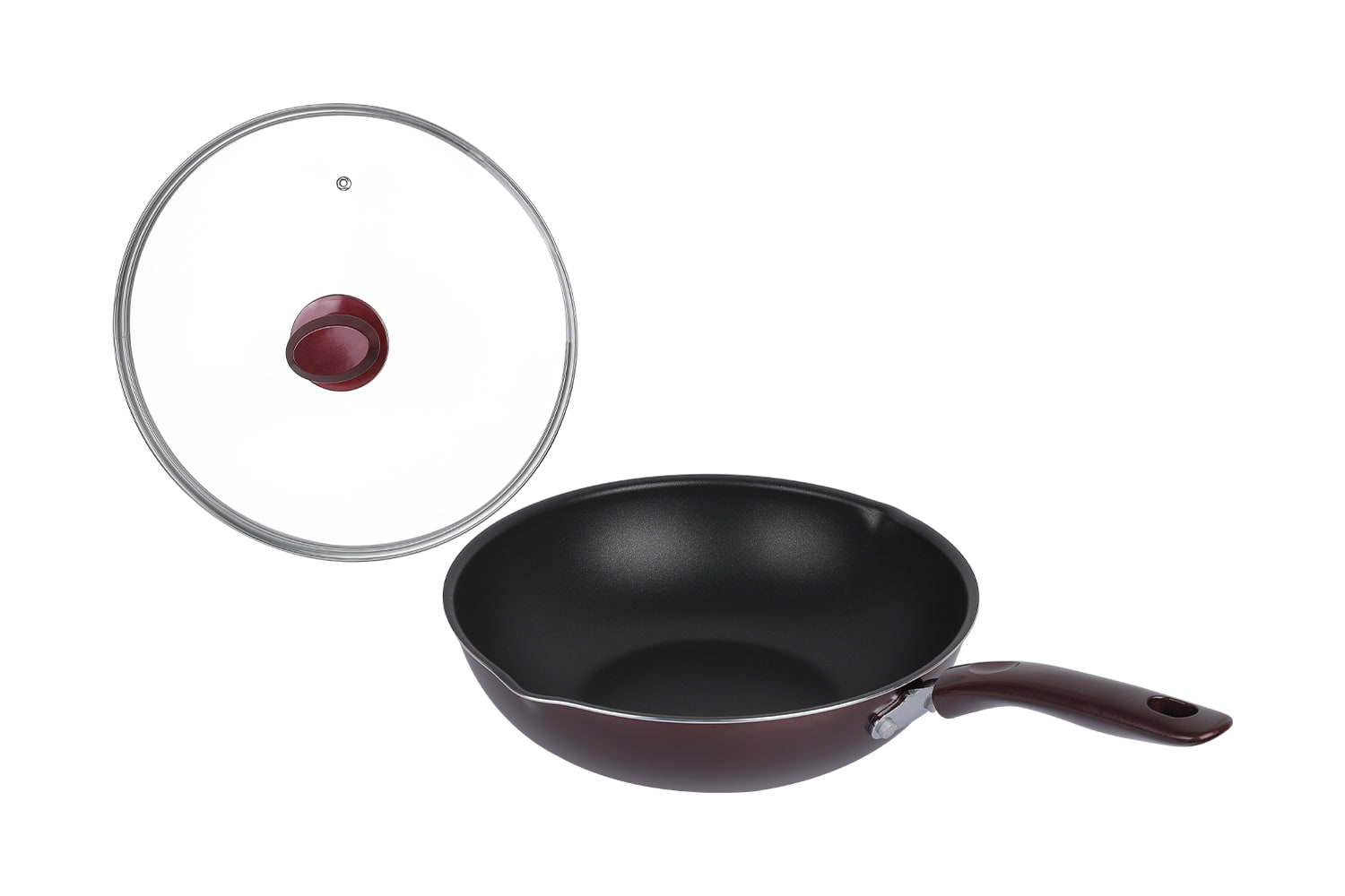 CLB3031D Wok-Med glaslock 30 wok, Flaming Wok, non-stick wok